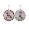 Adventi naptár fa manós 11.5*11*0.8cm 2féle piros/fehér