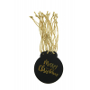 Ajándékkísérő gömb papír Merry Christmas 6*6.8cm s/24 fekete/arany