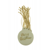 Ajándékkísérő gömb papír Merry Christmas 6*6.8cm s/24 krém/arany