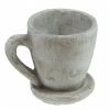 Csésze+alj kő feliratos 11*8*10cm mosott fehér
