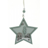 Csillag fa 11cm szarvassal akasztós menta