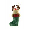 Csizma plüss 7*11cm szarvassal zöld/barna