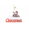Dekor fa 22*14cm Merry Christmas piros