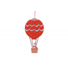 Dekor hőlégballon fa 10.5cm piros