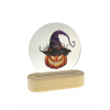 Dekoráció akril LEDes kör 15*6*16 Halloween átlátszó