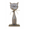 Figura cica fa masnis szívvel 21*14*6CM talpas szürke