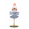 Figura balerina virággal fa 18*7.5*5CM talpas szürke