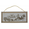 Dekoráció fa Merry Christmas 19*28*0.9cm szarvas hegyekkel akasztós natúr