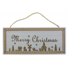 Dekoráció fa Merry Christmas 19*28*0.9cm várossal akasztós natúr