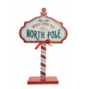 Dekoráció fa North Pole tábla 20*6*31,5cm LED-es fehér/piros