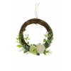 Dekoráció koszorú fa virágos 15cm zöld/krém