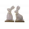 Figura nyúl textil 11*5*19CM fa talpon 2féle natúr