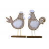 Figura fa tyúk/kakas álló 13*5*18CM talpas natúr