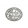 Dísz kör fa Merry Ch. 18*11*0.5CM fenyőágas akasztós ezüst