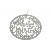 Dísz kör fa Merry Ch. 18*11*0.5CM fenyőágas akasztós fehér
