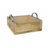 Doboz fa darabolt 25*25*12cm fém füllel natúr