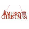 Felirat fa Merry Ch 16X13CM akasztós piros