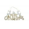 Felirat fa Merry Ch. 27*25*1CM  szarvasokkal akasztós arany/fehér