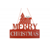 Felirat fa Merry Ch 30X11CM akasztós piros