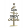Felirat fa We wish you Merry Ch. 22*10*4CM fenyő törzzsel talpas natúr/ezüst