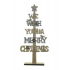 Felirat fa We wish you Merry Ch. 30*14*4CM fenyő törzzsel talpas natúr/ezüst