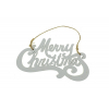 Felirat Merry Christmas fa LV 15*8cm akasztós fehér