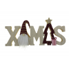 Felirat XMAS fa 29*13.5*2CM mikulással álló natúr/bordó