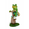 Figura béka poly 12cm biciklin zöld