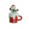 Figura bögre poly hóemberrel 10,3cm piros