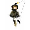 Figura boszorkány textil 23cm fekete