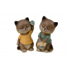 Figura cica kerámia 6.4*6.2*11.5cm virágokkal 2féle