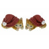 Figura cica poly 10.5*6.5*5.5cm mikulás sapkában 2féle piros/barna