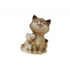 Figura cica+kutya kerámia 11*7.3*14.3cm barna