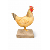Figura csirke fém 14cm fa talpon fehér