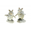 Figura egér poly 6*4*8.5cm fehér sálban 2féle fehér/ezüst