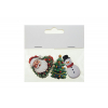 Figura fenyő/hóember/mikulás fa 4cm s/6 zöld/fehér