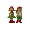 Figura fiú/lány 5.5*4.5*14cm gomba sapkában álló zöld/piros