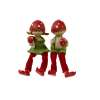 Figura fiú/lány 5.5*5*17cm gomba sapkában lógólábú zöld/piros