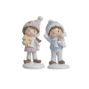 Figura fiú/lány kerámia 7,5cm kék/rózsaszín