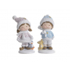 Figura fiú/lány kerámia 7cm kék/rózsaszín