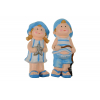 Figura fiú/lány kerámia 8*8*17cm tengerész álló kék/fehér