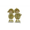 Figura fiú/lány poly 5*3.5*10.5cm aranyruhában barna/arany