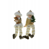 Figura fiú/lány poly 7*4.5*17cmH télikabátban lógólábú barna/fehér