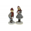 Figura fiú/lány poly 8*8*18 cm hógolyóval bordó