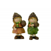 Figura fiú/lány poly tobozzal 3.5*4*8cm barna/zöld