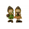 Figura fiú/lány poly tobozzal 5*4*11.5cm barna/zöld