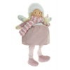 Figura fiú/lány textil 16*10*35cm lógólábú rózsaszín/fehér