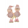 Figura fiú/lány textil 17cm kötöttruhás rózsaszín