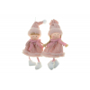 Figura fiú/lány textil 18cm kötöttruhás akasztós rózsaszín