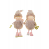 Figura fiú/lány textil 18cm plüss ruhás álló mályva